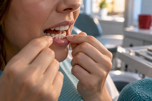 Gentle flossing along an inflamed gumline